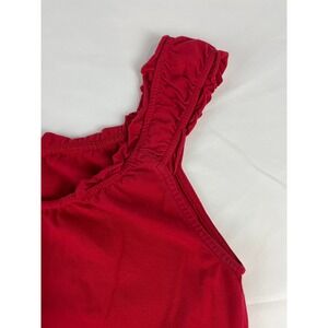 Red Ruffle Neck Tank Top Women's‎ Sleeveless Casual Summer Shirt